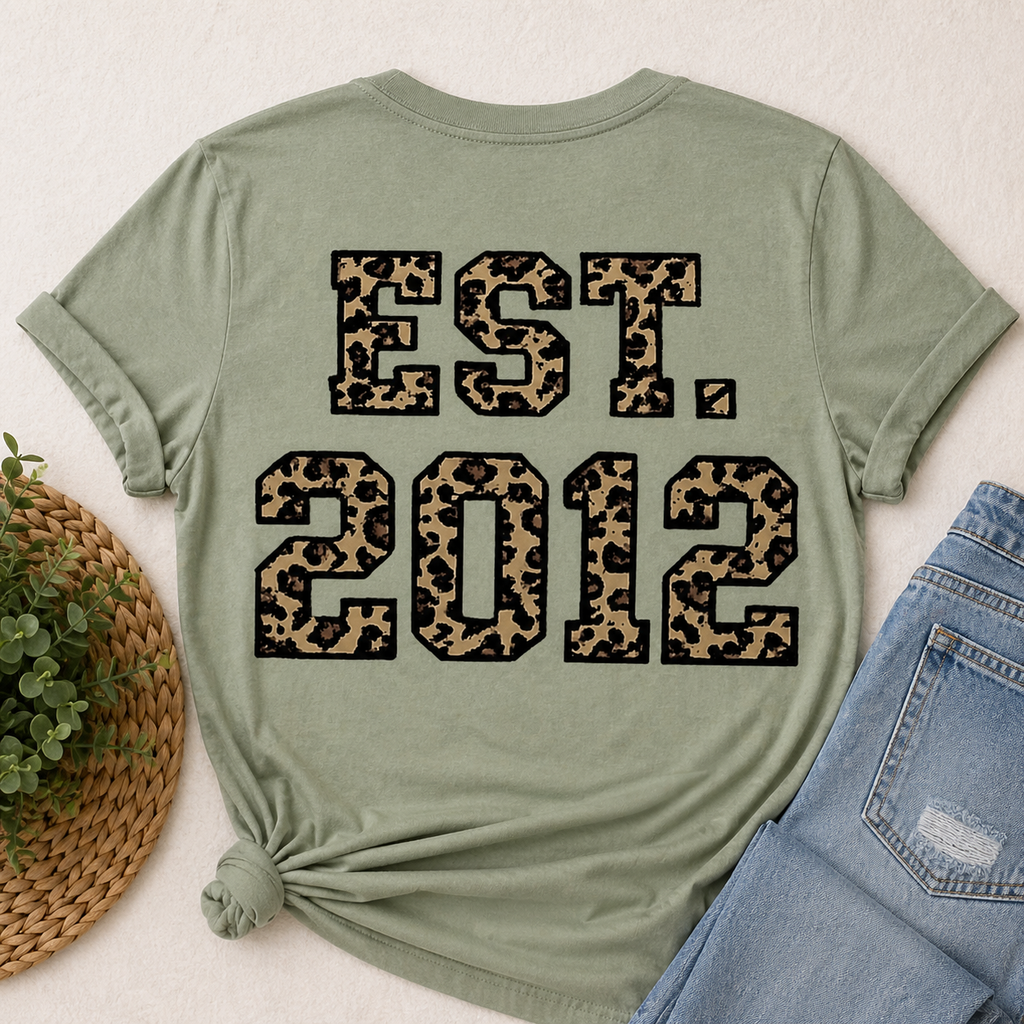 Custom Proud Mama Leopard Print Shirt | Personalized Mom Tee | Kids Names Sleeve | Est Year Back