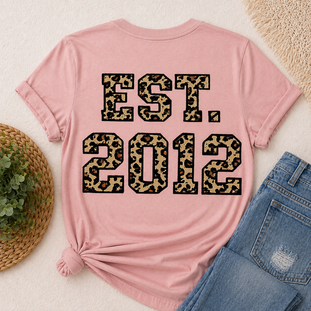 Custom Proud Mama Leopard Print Shirt | Personalized Mom Tee | Kids Names Sleeve | Est Year Back