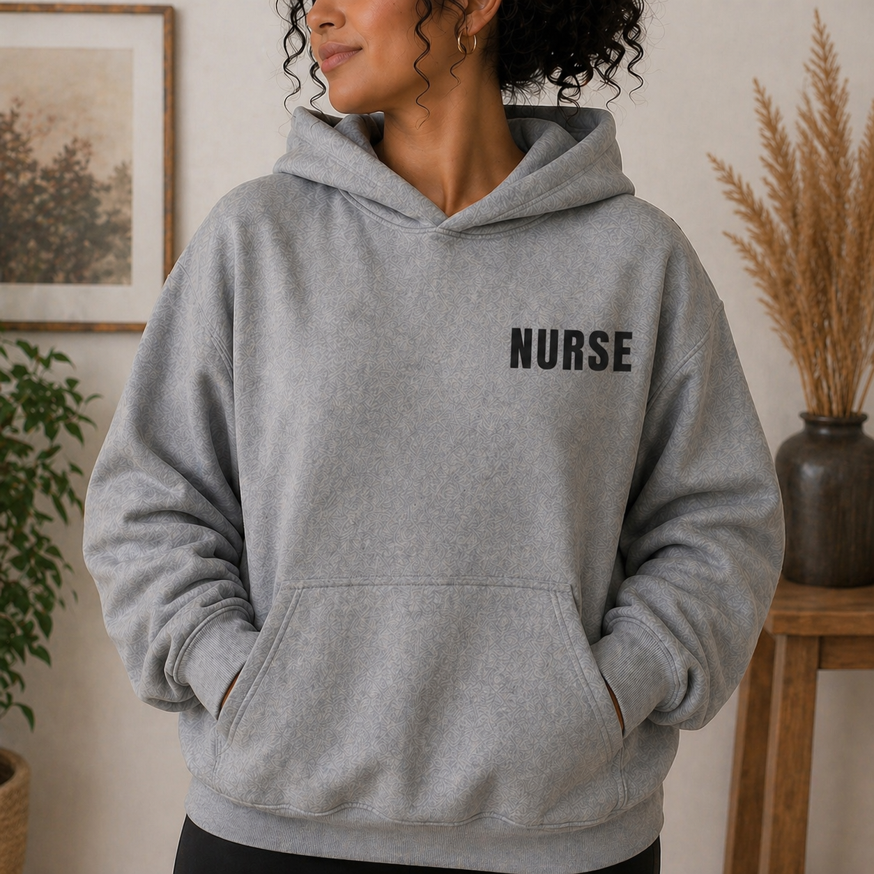 Guided by Jesus Nurse Hoodie – Women’s Fit Grey Hoodie (Custom Name Option)