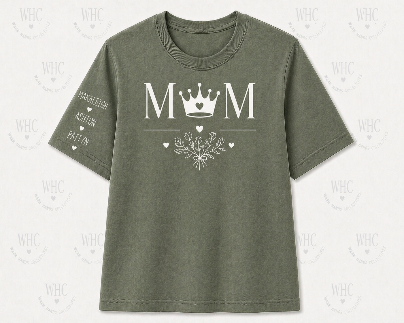 Custom MOM Shirt with Kids Names – Personalized Mother’s Day T-Shirt | Sleeve Name Design | Gift for Mom
