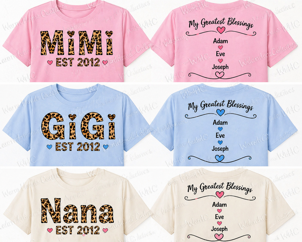 Custom Grandma Name Shirt – GYA, GiGi, MiMi, Nana – Personalized Grandkids Names Back | Mother’s Day Gift