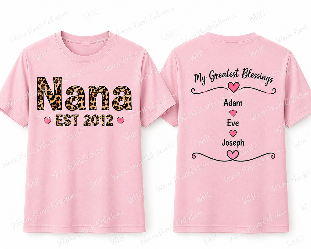Custom Grandma Name Shirt – GYA, GiGi, MiMi, Nana – Personalized Grandkids Names Back | Mother’s Day Gift