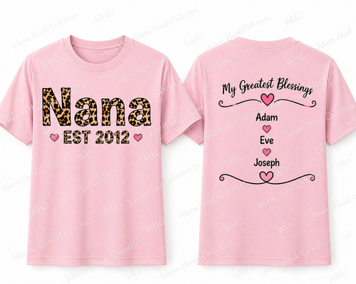 Custom Grandma Name Shirt – GYA, GiGi, MiMi, Nana – Personalized Grandkids Names Back | Mother’s Day Gift