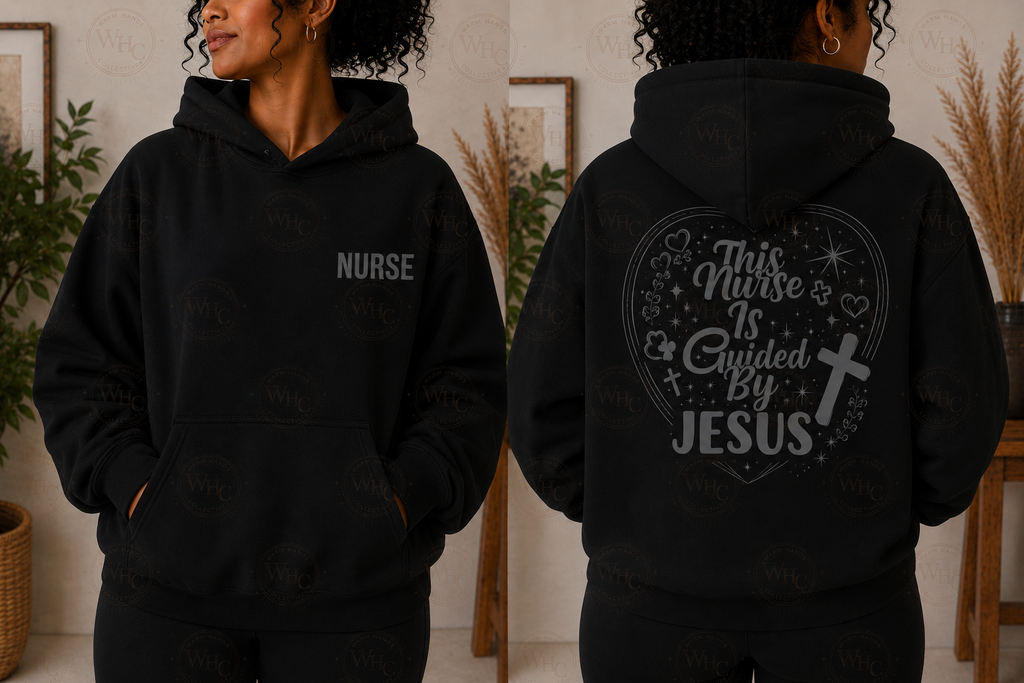 Guided by Jesus Nurse Hoodie – Women’s Fit Grey Hoodie (Custom Name Option)